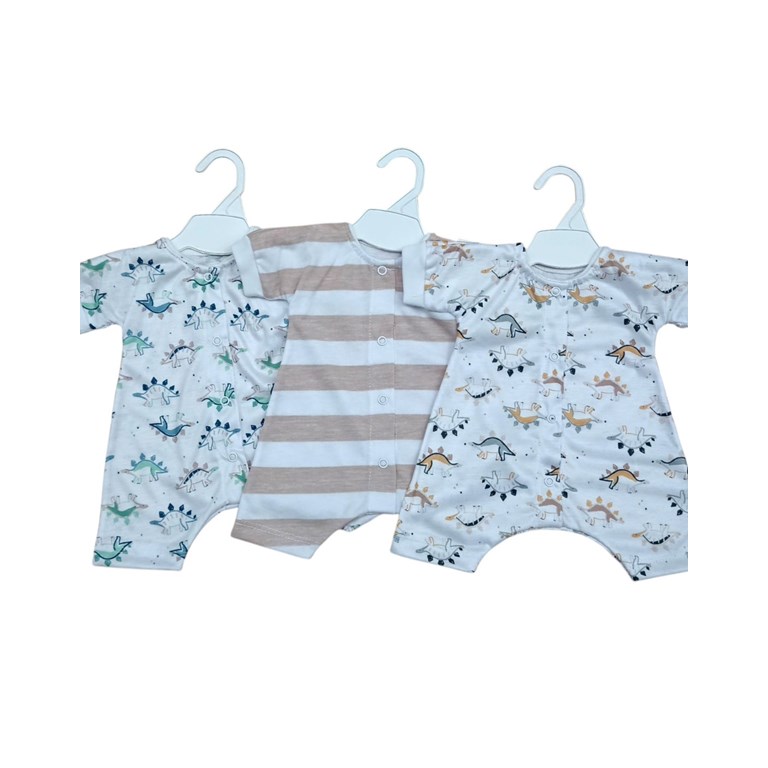 Enterito de algodon bebe varon estampado rayas y dinos con broches delanteros linea moda.Baby cheito