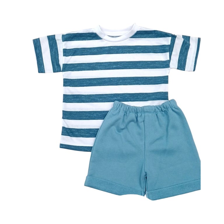 Conjunto de algodon remera rayada y short liso.Baby cheito
