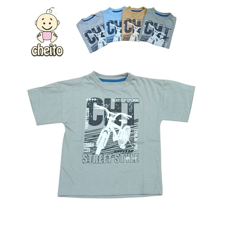 Remera de bebe manga corta overside estampa street style.Baby cheito