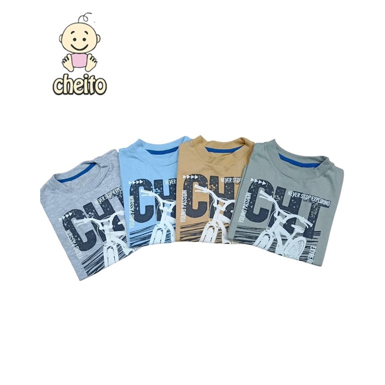 Remera de bebe manga corta overside estampa street style.Baby cheito