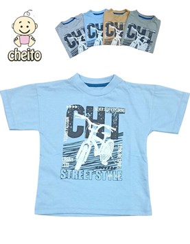Remera de bebe manga corta overside estampa street style.Baby cheito