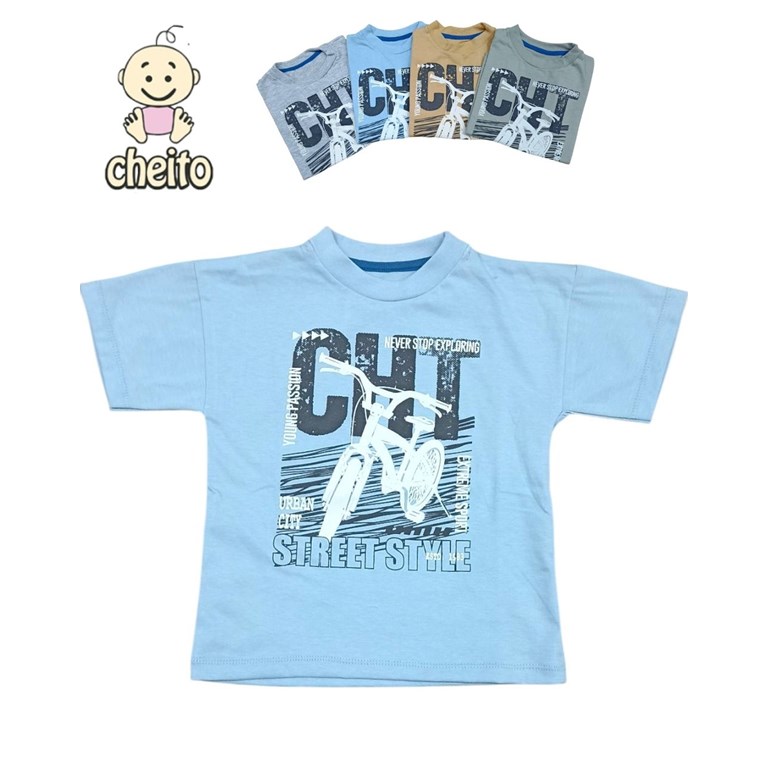 Remera de bebe manga corta overside estampa street style.Baby cheito