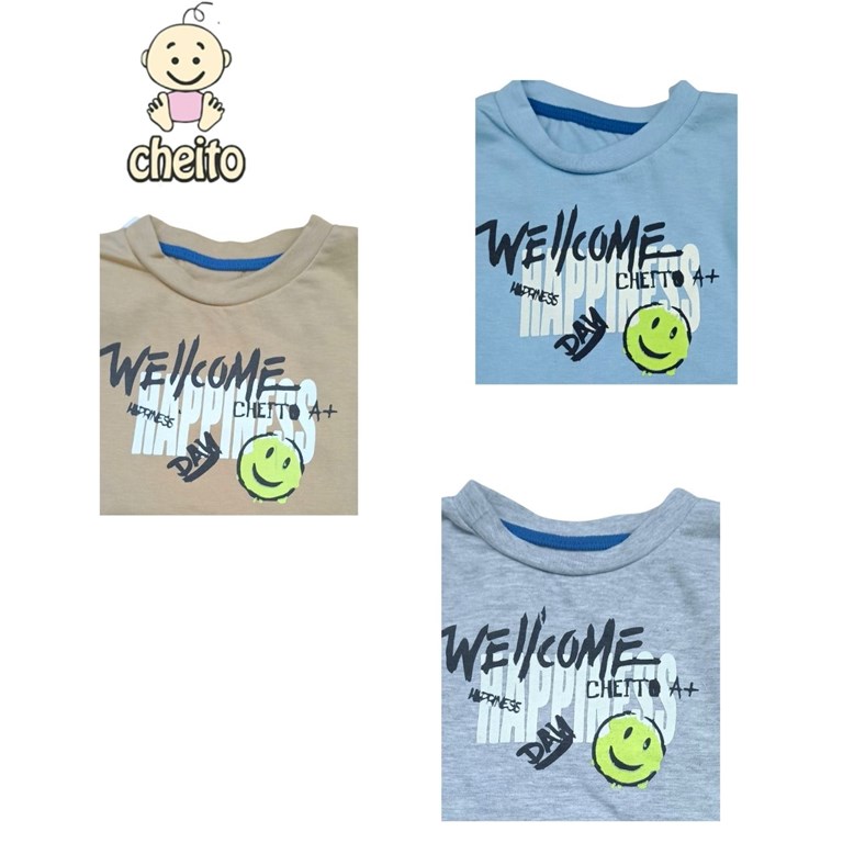 Remera de bebe manga corta overside estampa wellcome.Baby cheito