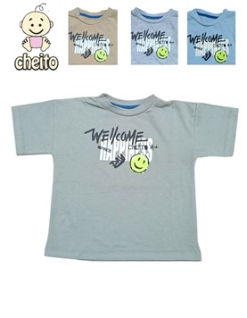 Remera de bebe manga corta overside estampa wellcome.Baby cheito