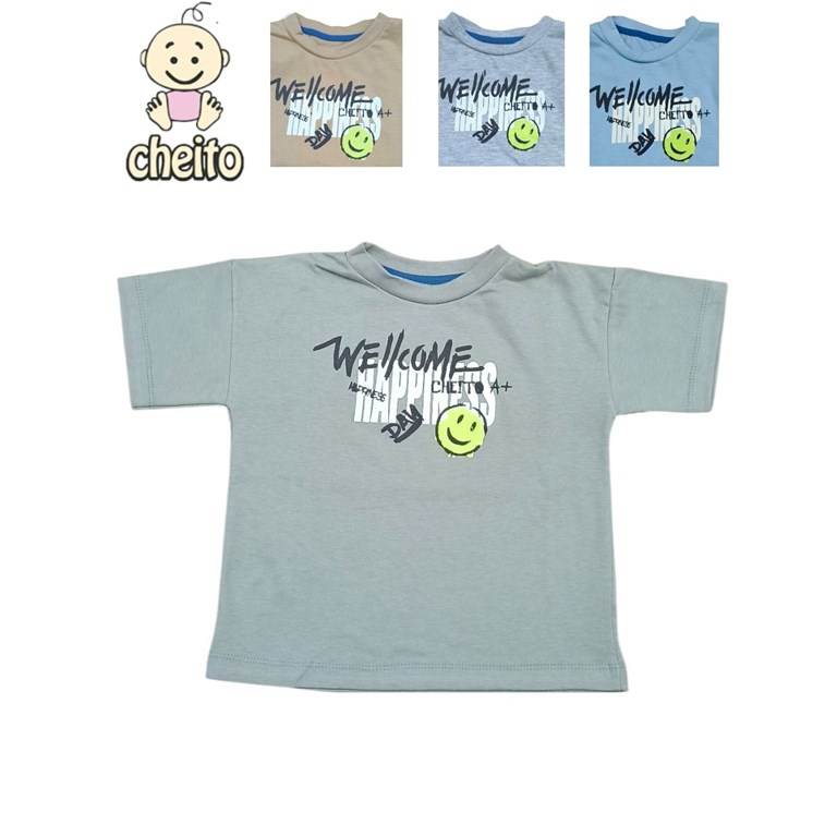 Remera de bebe manga corta overside estampa wellcome.Baby cheito