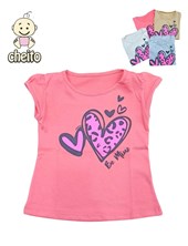 Remera en algodon manga corta para beba estampa corazon print.Baby cheito