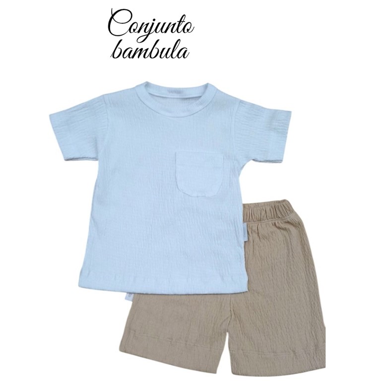 Conjunto de remera y short de bebe en tela bambula.Baby cheito