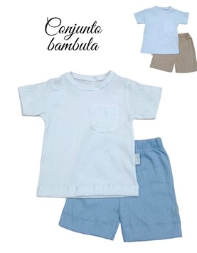 Conjunto de remera y short de bebe en tela bambula.Baby cheito