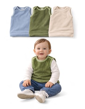 Chaleco para bebe de corderoy con peluche interno, con sisa americana. CHEITO