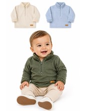 Buzo para bebe de corderoy con peluche interno y medio cierre delantero. CHEITO