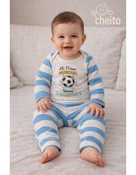 CONJUNTO PARA BEBE, BODY Y PANTALON, COMBINADO, LINEA MUNDIAL. CHEITO