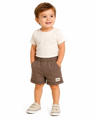 BERMUDA PARA BEBE EN RUSTICO CON BOLSILLOS. BABY CHEITO