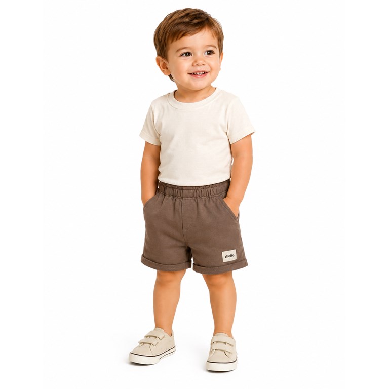 BERMUDA PARA BEBE EN RUSTICO CON BOLSILLOS. BABY CHEITO