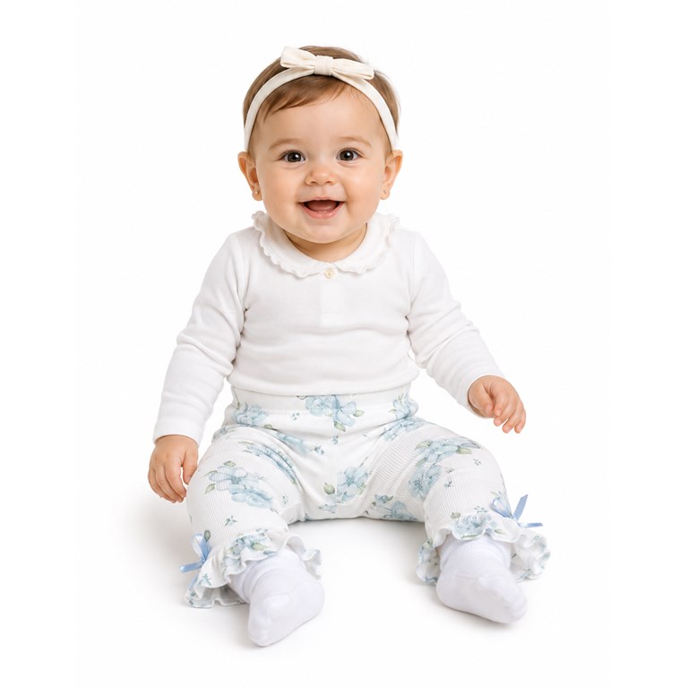 CALZA PARA BEBA EN MICROMORLEY ESTAMPADO FLORES CON VOLADOS. BABY CHEITO