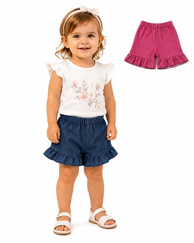 SHORT CON VOLADOS PARA BEBA. BABY CHEITO