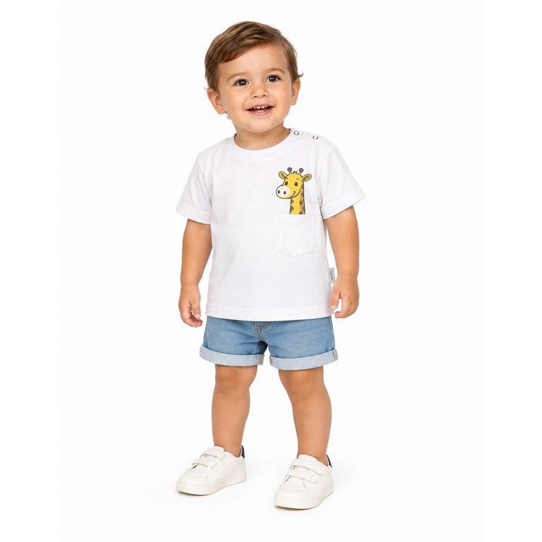REMERA MANGA CORTA PARA BEBE ESTAMPA ANIMALITO. BABY CHEITO