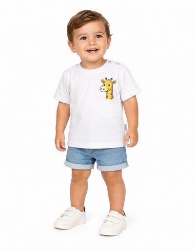 REMERA MANGA CORTA PARA BEBE ESTAMPA ANIMALITO. BABY CHEITO
