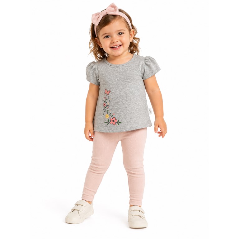 REMERA PARA BEBA MANGA CORTA  ESTAMPA FLORES. BABY CHEITO
