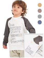 REMERA NENE MANGA LARGA COMBINADA., ESTAMPA 'THE FUTURE...' BABY CHEITO