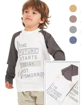 REMERA NENE MANGA LARGA COMBINADA., ESTAMPA 'THE FUTURE...' BABY CHEITO