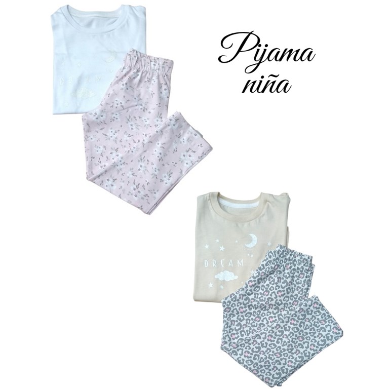 PIJAMA NENA PANTALON ESTAMPADO Y REMERA NUVES Y LUNA. BABY CHEITO