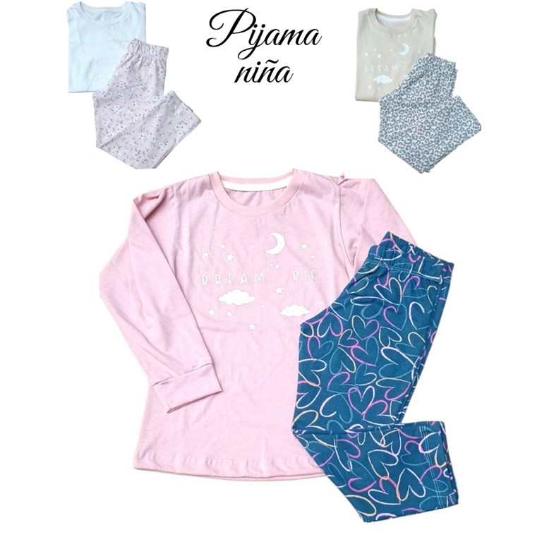 PIJAMA NENA PANTALON ESTAMPADO Y REMERA NUVES Y LUNA. BABY CHEITO