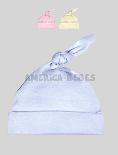 GORRO CON NUDO ALGODON VARIOS COLORES PARA BEBES MIBES