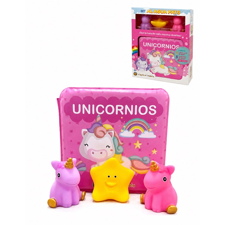 LIBRO UNICORNIOS *SET AL AGUA PATO*. GATO DE HOJALATA