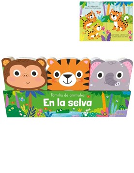 PACK DE 3 LIBROS CON FORMAS DE ANIMALES DE LA SELVA , INCLUYE CUENTOS CORTOS EN CADA UNO. GATO DE HOJALATA. MED. 8 X 12 CM.