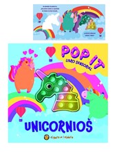 LIBRO SENSORIAL  UNICORNIOS ILUSTRADOS Y COMBINADO CON POP IT.