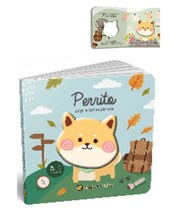LIBRO ILUSTRADO PERRITO, SQUISHY CON CHIFLE EN TAPA. GATO DE HOJALATA. MED. 18 X 18 CM.