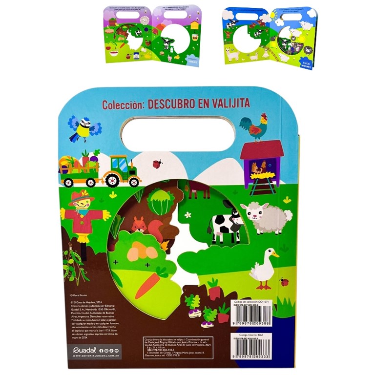 LIBRO ILUSTRADO ANIMALES DE LA GRANJA, TROQUELADO. GATO DE HOJALATA. MED. 18 X 21 CM.