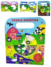 LIBRO ILUSTRADO ANIMALES DE LA GRANJA, TROQUELADO. GATO DE HOJALATA. MED. 18 X 21 CM.