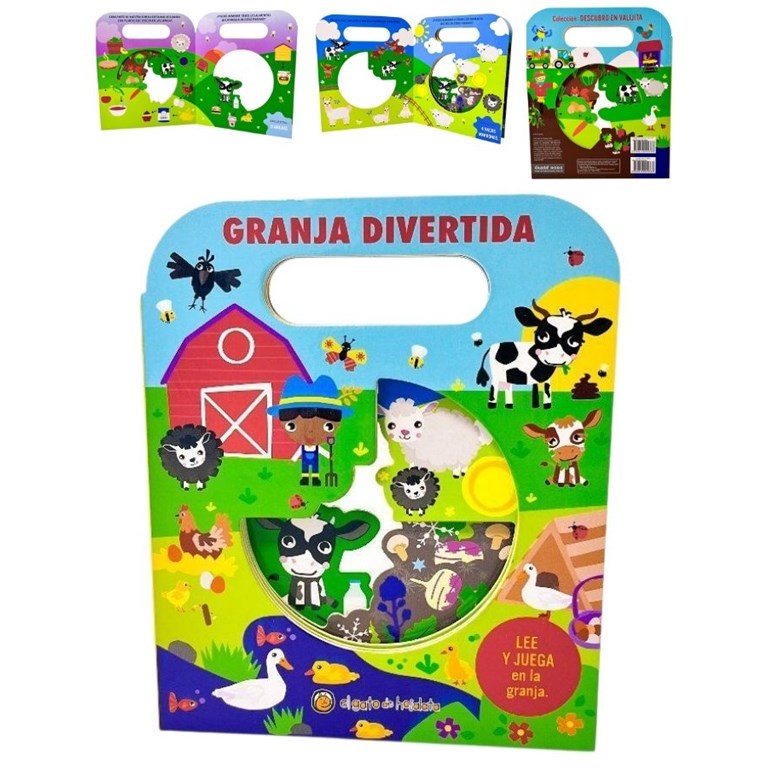 LIBRO ILUSTRADO ANIMALES DE LA GRANJA, TROQUELADO. GATO DE HOJALATA. MED. 18 X 21 CM.