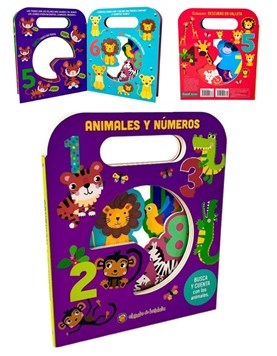 LIBRO ILUSTRADO ANIMALES Y NUMEROS, TROQUELADOS. GATO DE HOJALATA. MED 18 X 21 CM.