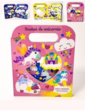 LIBRO VALIJA ILUSTRADO UNICORNIO ,TROQUELADO. GATO DE HOJALATA. MED. 18 X 21 CM.