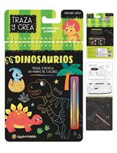 LIBRO DINOSAURIOS, PARA CREAR Y COLOREAR UTILIZANDO LAPIZ DE MADERA QUE INCLUYE. GATO DE HOJALATA. MED. 15 X 19 CM.