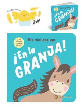 LIBRO CON MOVIMIENTO POP-UPS ANIMALES DE LA GRANJA, CADA UNO CON EL SONIDO QUE HACEN. GATO DE HOJALATA. MED. 14 X 14 CM.