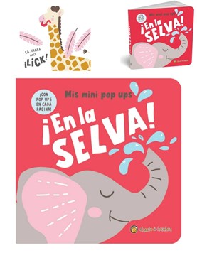 LIBRO CON MOVIMIENTO POP-UPS DE ANIMALES DE LA SELVA CON SUS SONIDOS. GATO DE HOJALATA. MED. 14 X 14 CM.