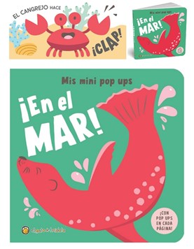 LIBRO CON MOVIMIENTOS POP-UPS DE ANIMALES DEL MAR. GATO DE HOJALATA. MED. 14 X 14 CM.