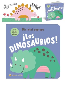 LIBRO CON MOVIMIENTO POP-UPS DE DINOSAURIOS CON LOS SONIDOS QUE HACEN. GATO DE HOJALATA. MED. 14 X 14 CM.