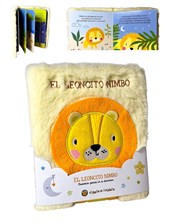LIBRO DE CUENTOS , EL LEONCITO NIMBO, CON PELUCHE. GATO DE HOJALATA. MED. 16 X 14 CM.