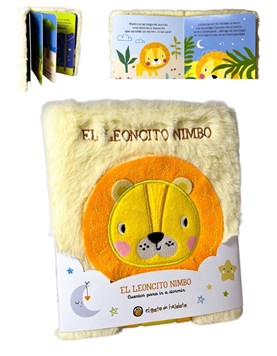 LIBRO DE CUENTOS , EL LEONCITO NIMBO, CON PELUCHE. GATO DE HOJALATA. MED. 16 X 14 CM.