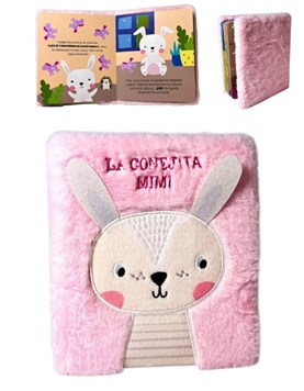 LIBRO DE CUENTOS, LA CONEJITA MIMI, CON PELUCHE. GATO DE HOJALATA. MED. 16 X 14 CM.