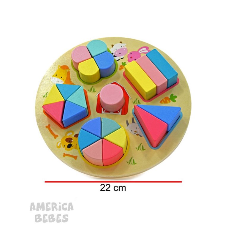 M339 TORTA DE MADERA CON FIGURAS GEOMETRICAS PARA BEBE