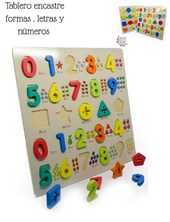 TABLERO ENCASTRE FORMAS, LETRAS Y NUMEROS 30X30 CM. PHI PHI TOYS
