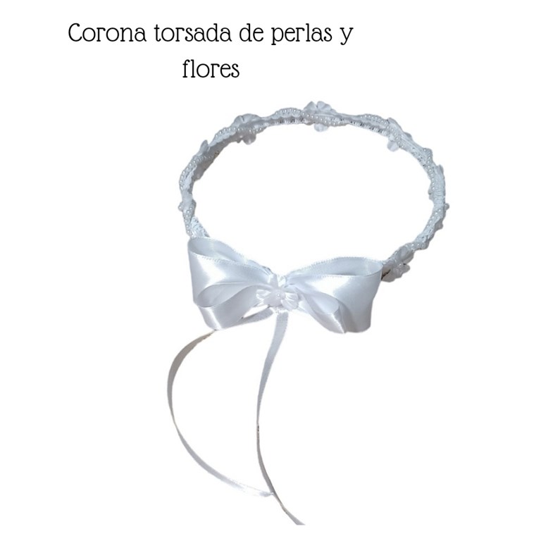 CORONA COMUNIÓN CON MOÑO Y PERLAS