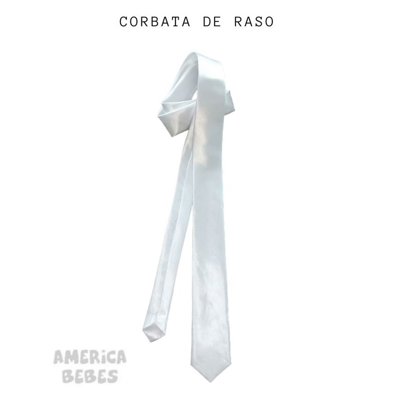 CORBATA RASO COLOR BLANCO LISO.