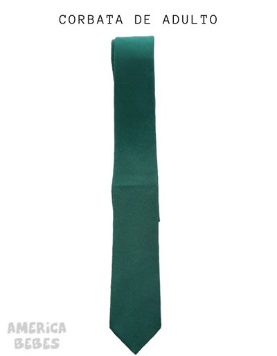 Corbata verde adulto con  pasador, largo 1.50 x 7 colegial.