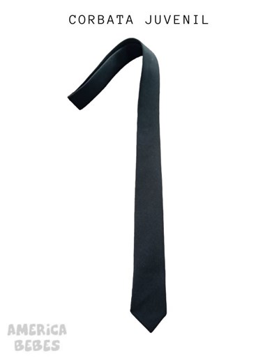Corbata primaria negra juvenil con pasador colegial,largo 1,20cm x 6